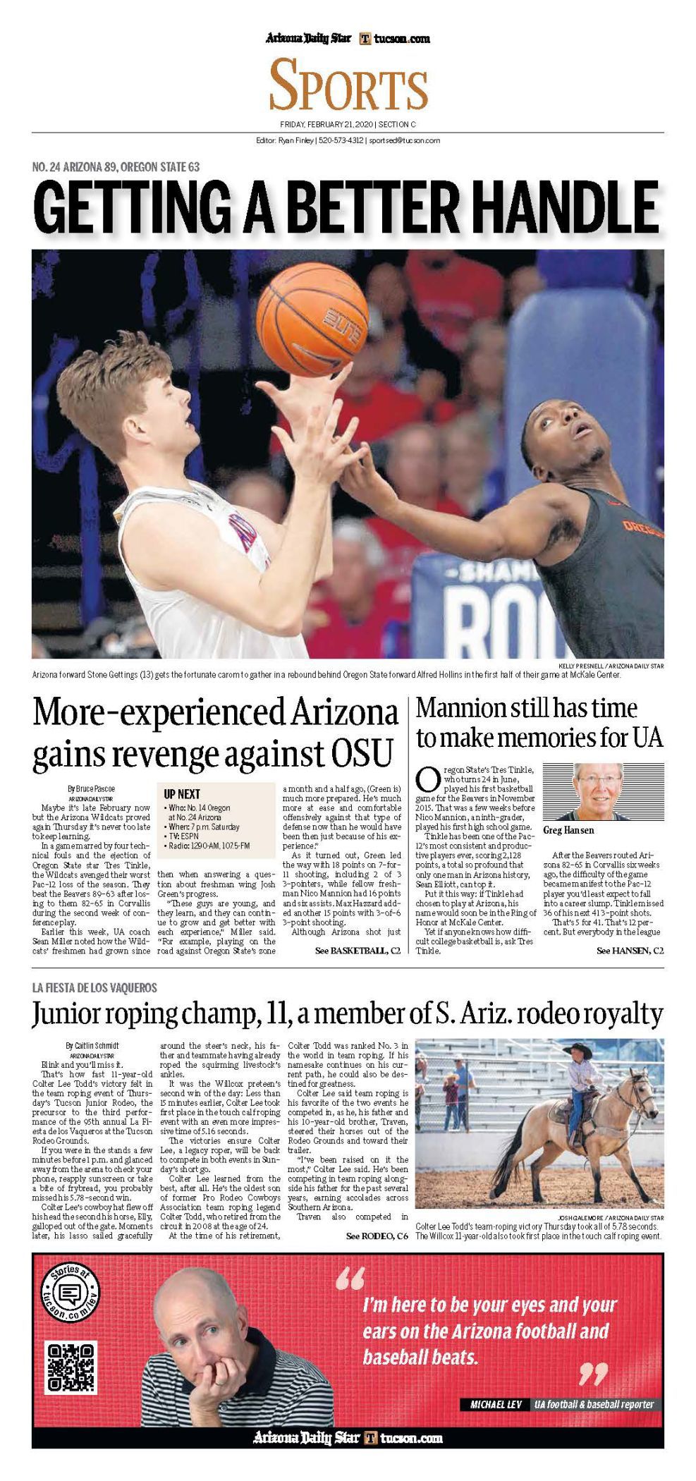 University of Arizona basketball covers, 2020, OSU 2